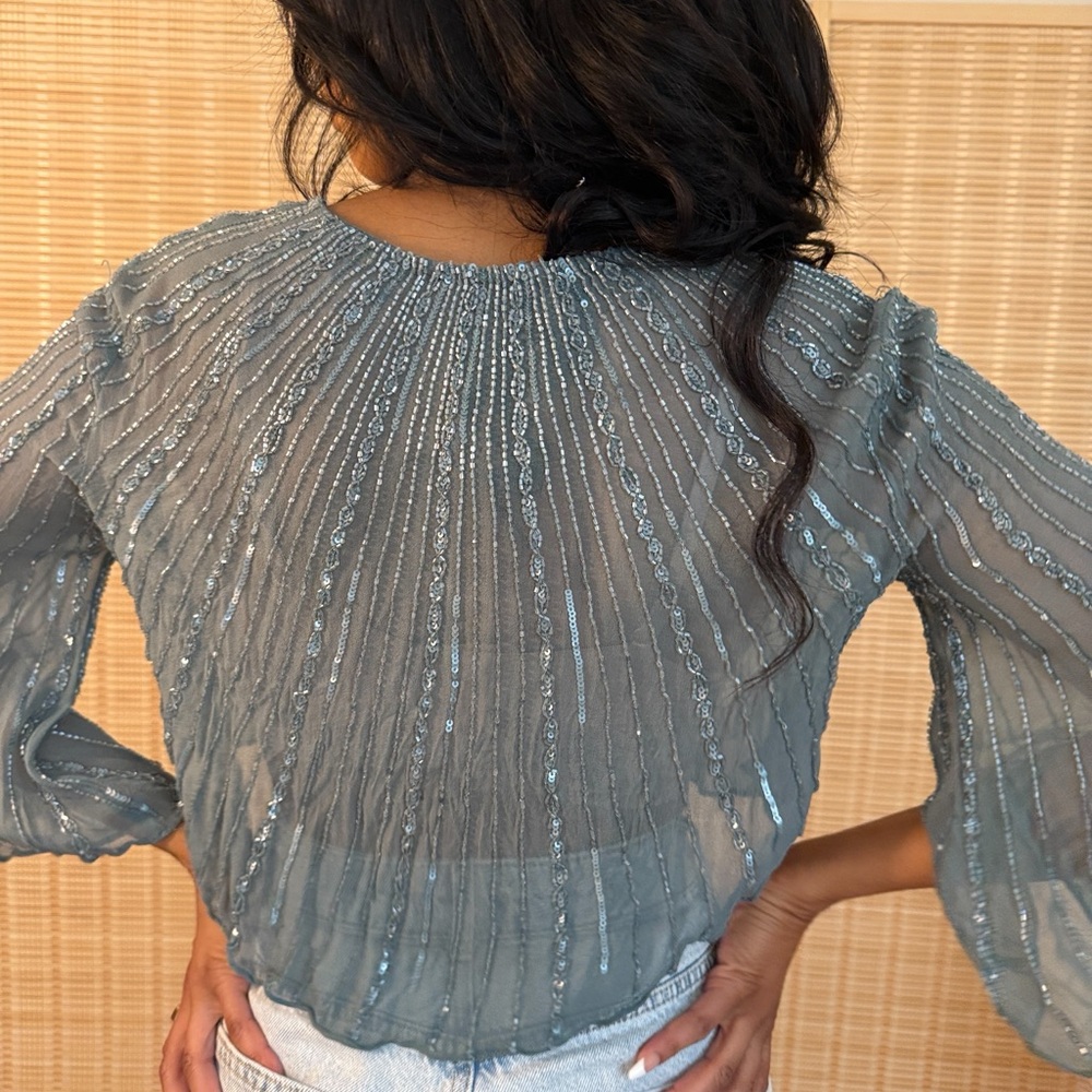 SOLD - Elegant Sheer Blue Top